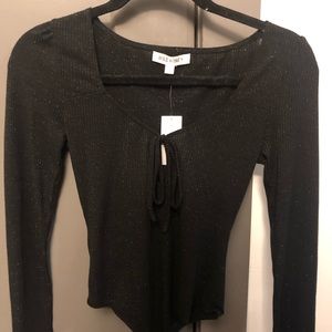 Wild honey black sparkle bodysuit with ties